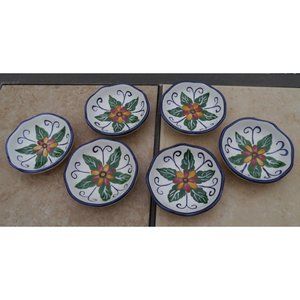 Talavera Dipping Plates Relish Bowls Salsa Whole Home Set Of 6 Floral 4” NEW